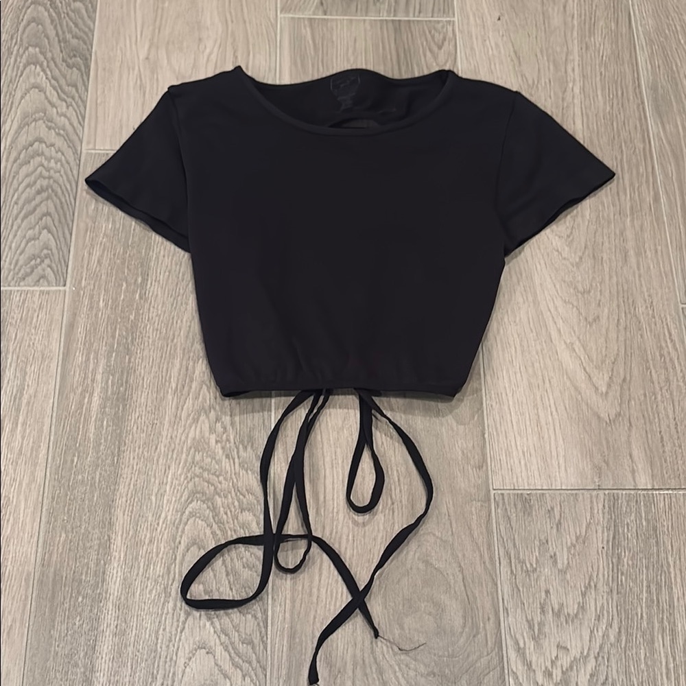 Malibu Sugar Girls Black Short Sleeve T-Shirt With Open Back Size O/S